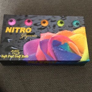 NEW NITRO GLYCERINE SOFT-FEEL MULTI-COLOR GOLF BALLS - ONE (1) BOX - 15 BALLS